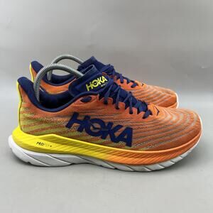 HOKA One One Mach 5 Running Shoes Men Size 9 D Orange Yellow Comfort Sneakers